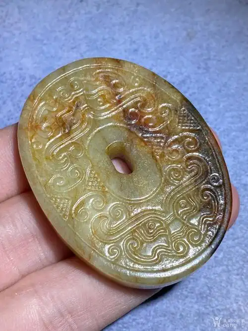 玉器 和田 天然和田玉 饕餮纹 玉璧挂件 安全提示为保障您的利益,请在