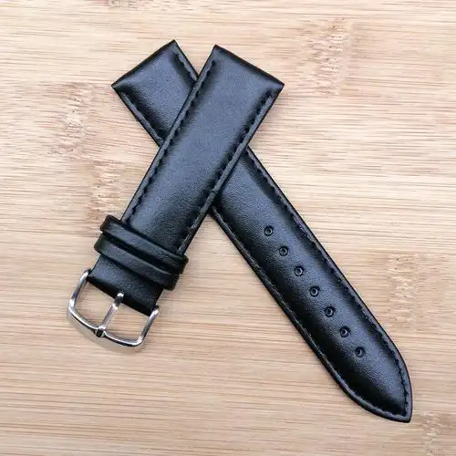 厂家批发针纹真皮手表带黑色头层牛皮表带16 18 20 22现货
