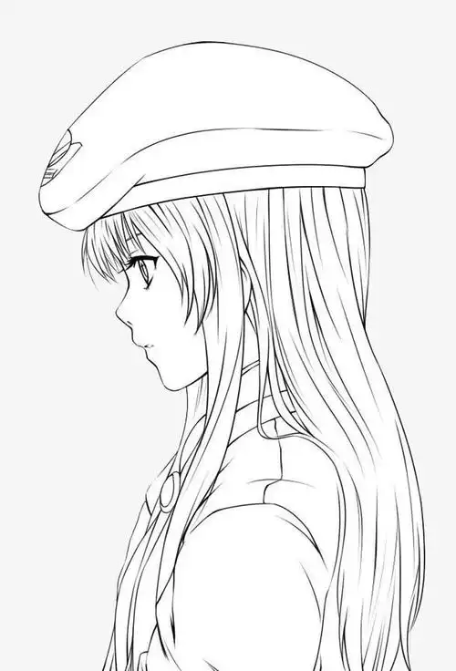 美女侧脸卡通手绘简笔画