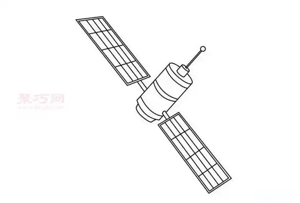 儿童画卫星步骤图解来学卫星简笔画