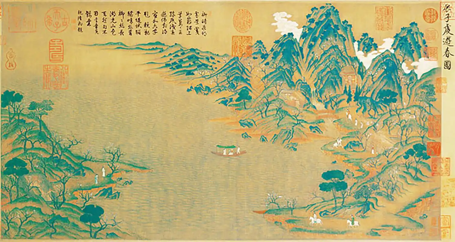 展子虔经典山水画《游春图》简介 《游春图》是展子虔的代表作之一,是