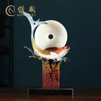 倾威年年有余铜摆件铜器工艺品办公室别墅家居客厅装饰品乔迁开业礼品