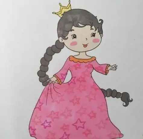 长裙女简笔画公主