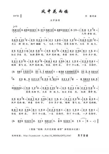 风中花雨楼(祁隆词曲)简谱 - 曲谱歌词网