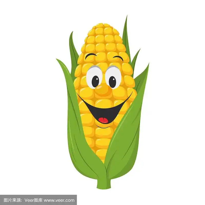 蔬菜人物收集:矢量插图的一个有趣和微笑的玉米棒子在卡通风格.