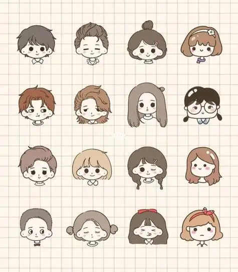 临摹可爱的卡通人物头像手绘超级简单易学的手帐简笔画素材自己也