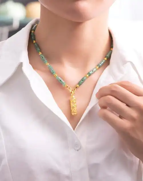 老凤凰黄金貔貅吊坠节节高升翡翠足金999黄金项链男女路路通转运珠