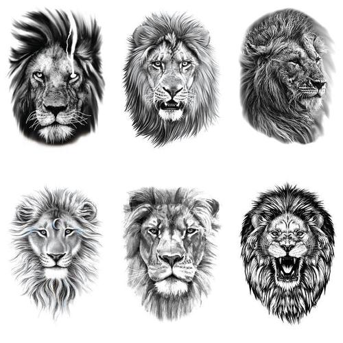 狮子大图案胸口手臂小腿男女仿真刺青摄影写真聚会时尚防水纹身贴