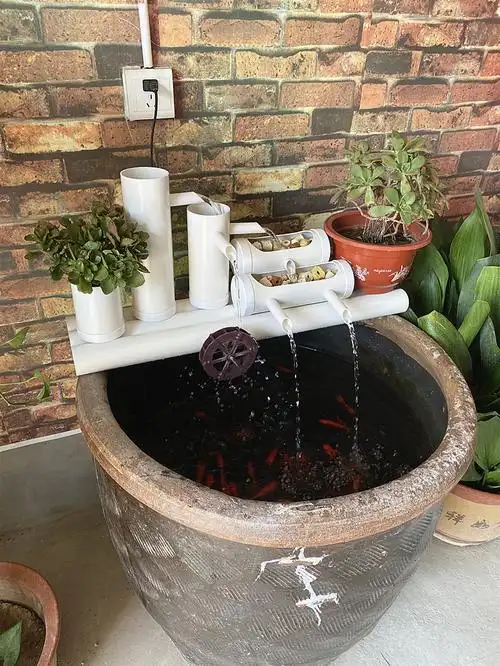 鱼缸过滤外置瀑布式圆形水缸养鱼上置过滤器增氧小鱼池水循环长40cm带