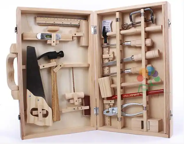 e儿童维修理工具箱玩具 拆装多功能木工盒木制男孩过家家益智套装