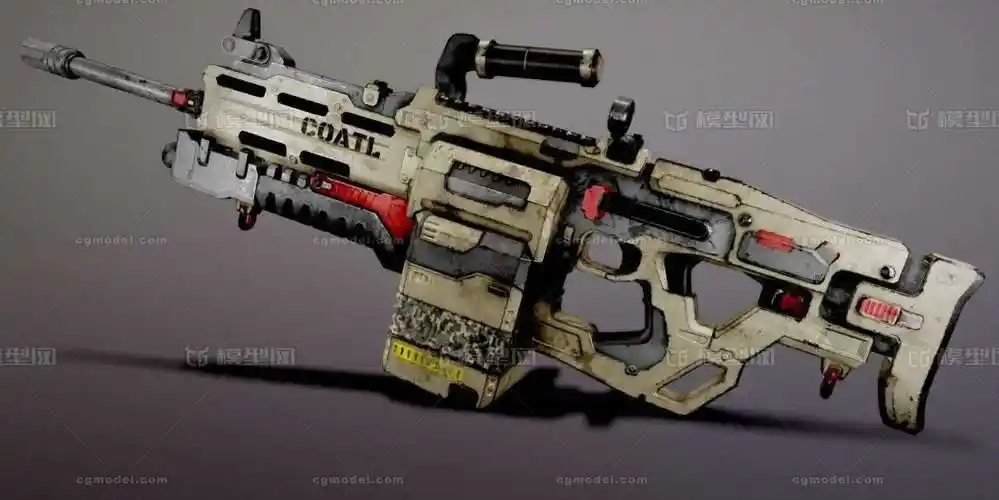 pbr次时代科幻重型机枪 武器 自动步枪 枪械