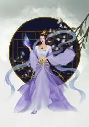 古风插画飘逸的紫衣仙女