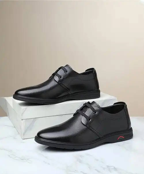 红蜻蜓皮鞋男商务休闲夏季头层牛皮轻便软皮英伦风系带舒适平底低帮