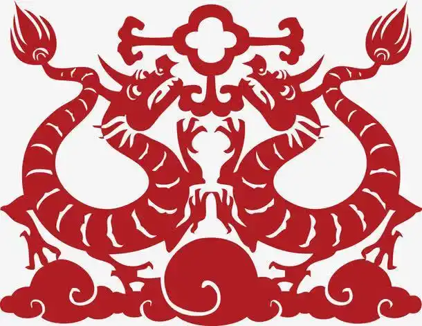 曹瑞琦78学院街小学绘画作品《吃粽双龙戏珠剪纸大号镂空龙贴纸龙图腾