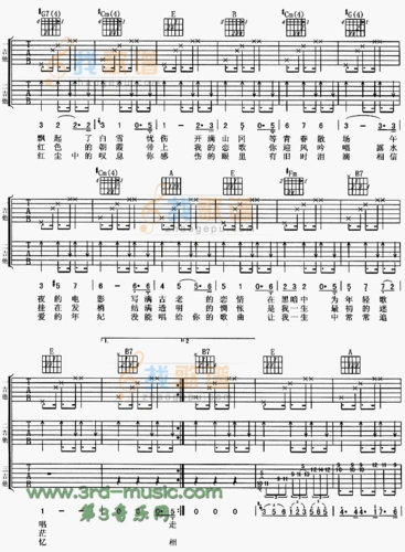 《恋恋风尘》吉他谱
