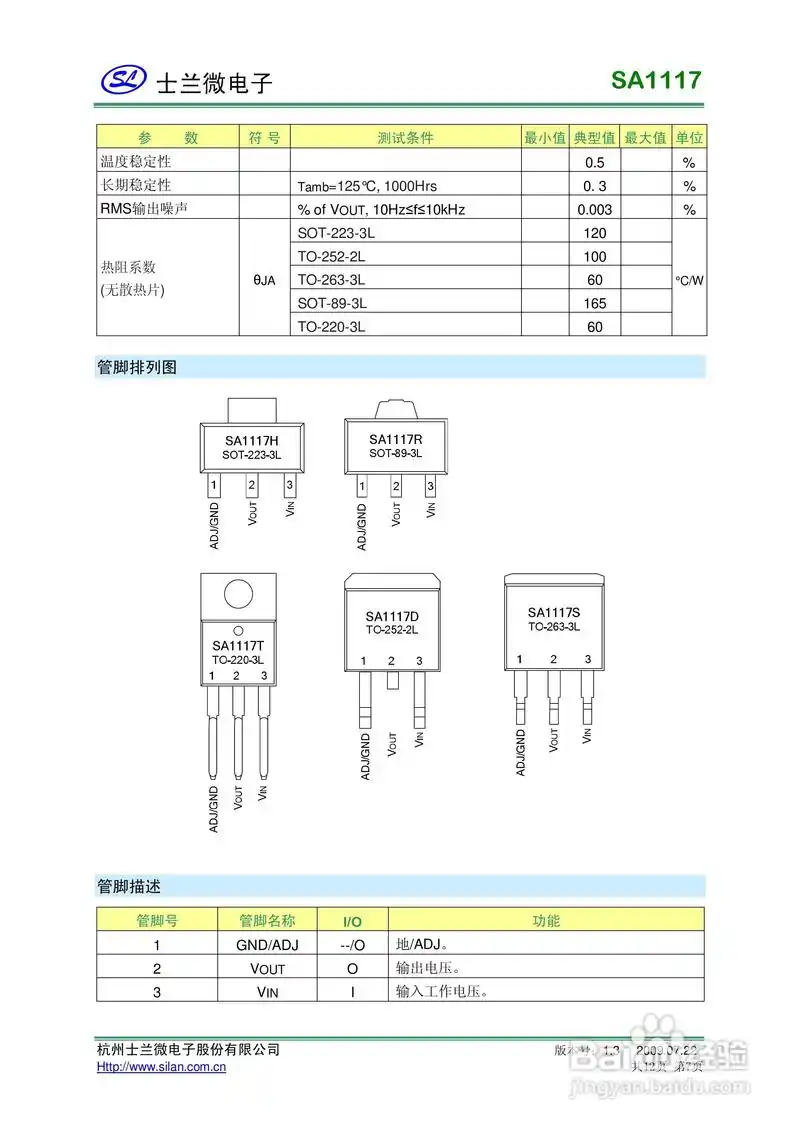 sa1117 1a ldo稳压器电路说明书:[1]