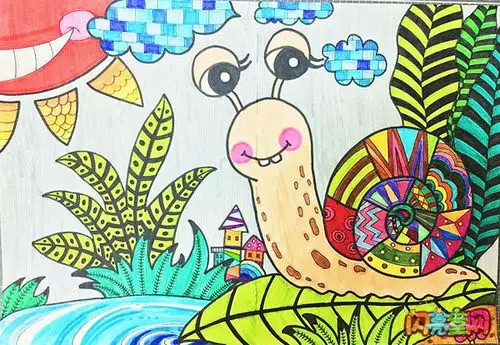 蜗牛儿童画作品图片