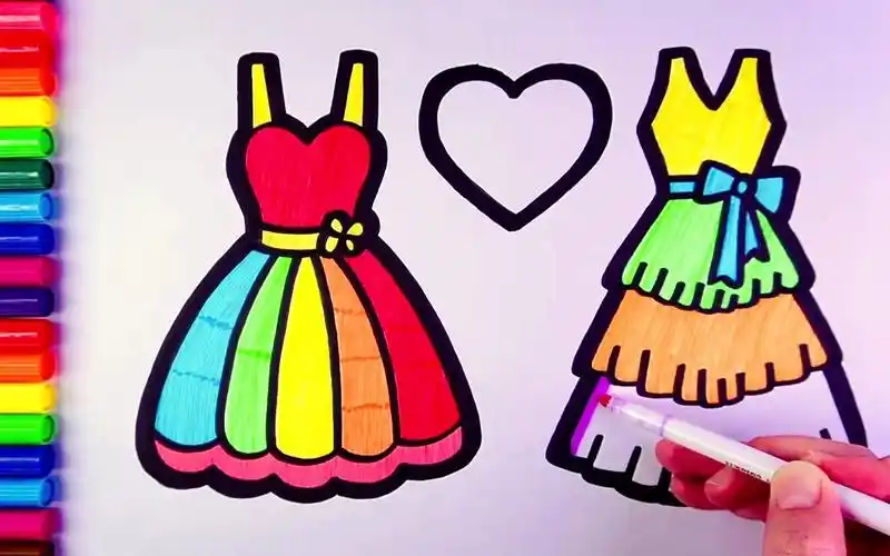 儿童简笔画教孩子画裙子爱心