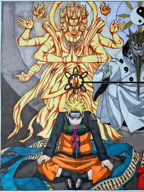 火影忍者手绘鸣人佐助六道仙人