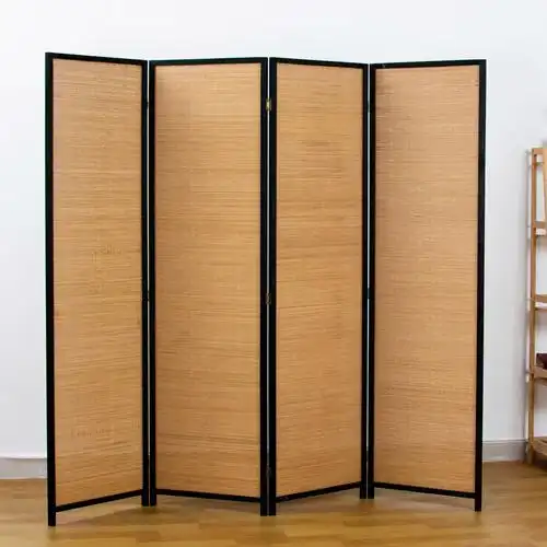 中式折叠玄关客厅屏风隔断折屏碳化竹编移动折屏