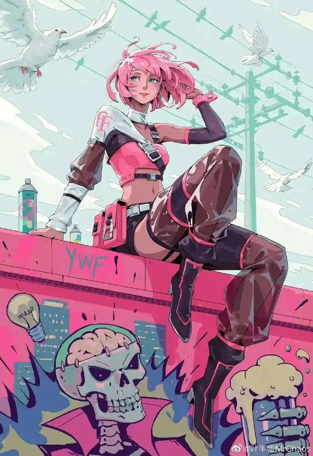 赛博朋克风插画,未来的美女都是这样的?