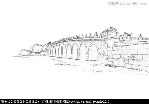 建水十七孔桥简笔画