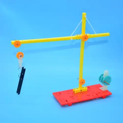 stem科学实验室diy自制手摇起重机吊机 科技小制作小发明工程科学