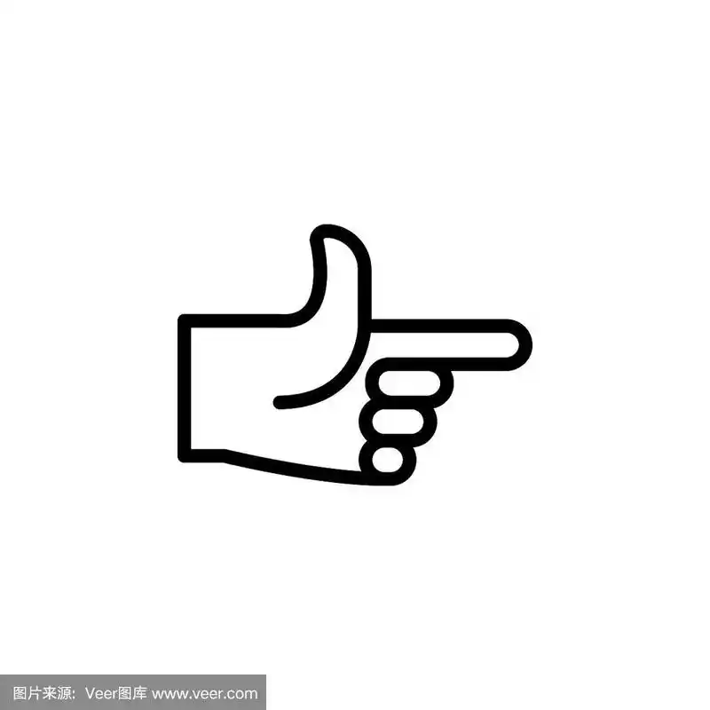 指向右手的手势轮廓图标.手势插图图标元素.