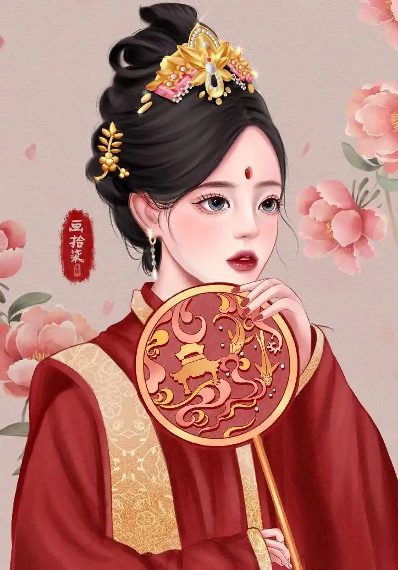 古风女生嫁衣红妆(绘画过程)懂得知足常乐,每天就会有满口袋的 - 抖音
