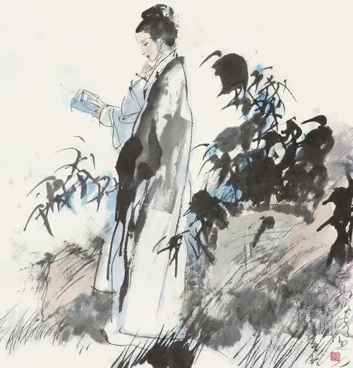 谢志高李清照小像立轴设色纸本