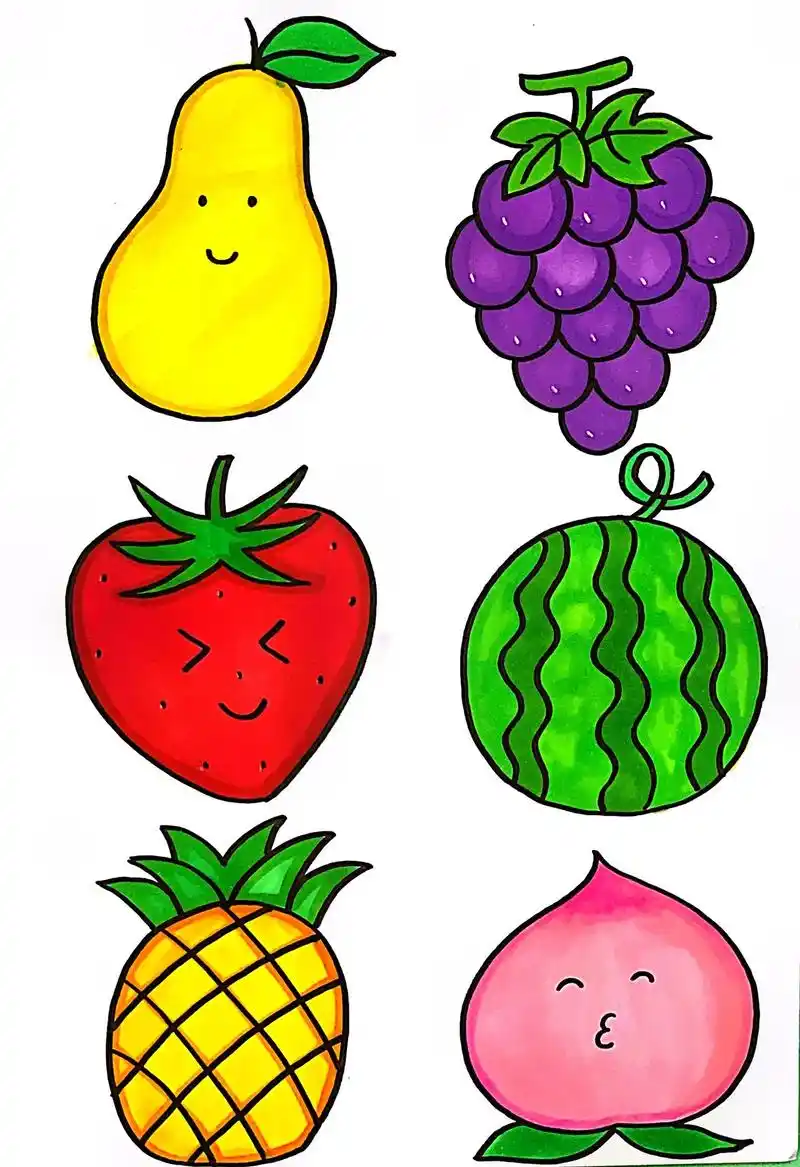 各种水果简笔画教程.#跟着抖音学画画 #简笔画 #图文伙伴计 - 抖音