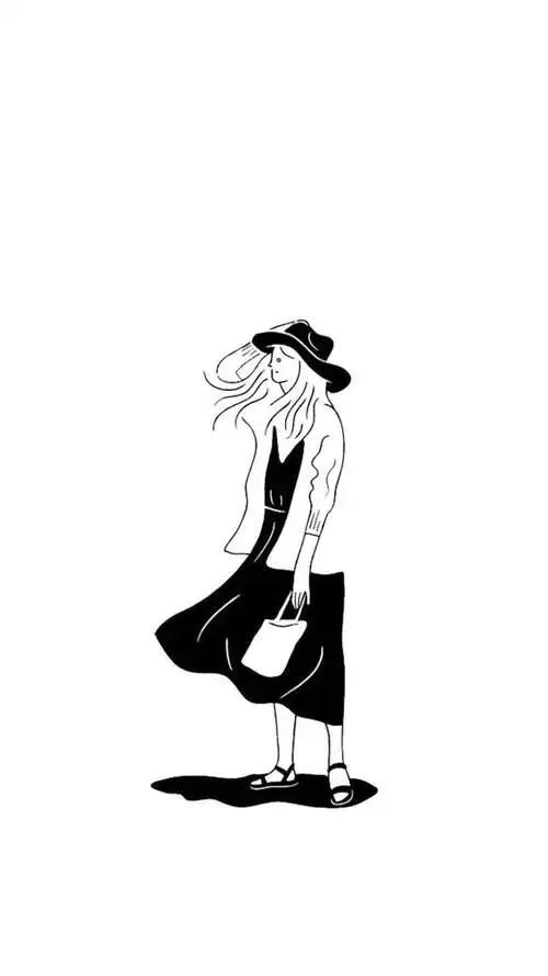 当代国画家徐鹤推荐~极简黑白人物插画锁屏壁纸