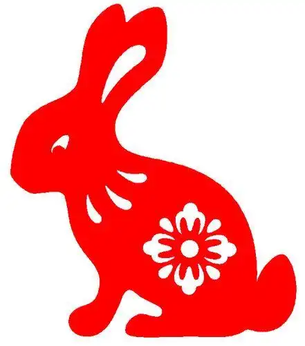 dl04兔子十二生肖窗花幼儿园动物pvc材料不干胶贴纸立体剪纸成品