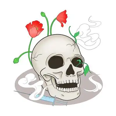 手绘卡通罂粟和骷髅元素原创插画海报禁毒日