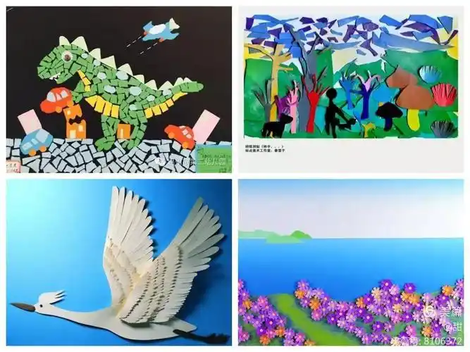 有趣的拼贴画 写美篇  彩纸贴画溯本求源与中国传统的民间剪纸