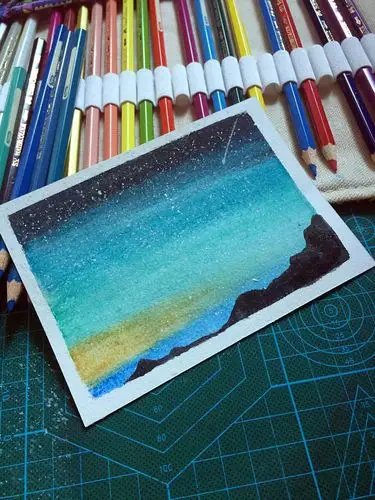 水溶彩铅也能画出水彩星空