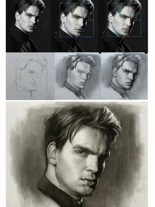 人物素描绘画作品欧美小哥步骤图