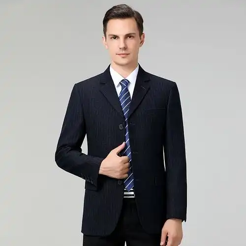 秋季男士休闲西服上衣中年男商务西装外套宽松爸爸装春秋新款男装