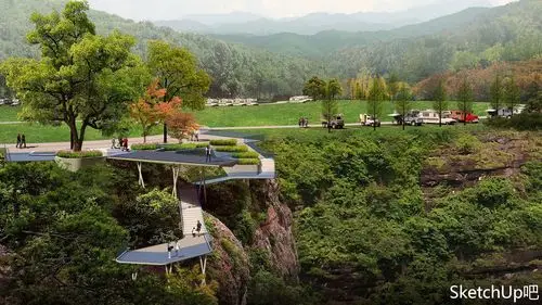 67前后对比:"下面是一个山顶观景平台场地的表现,ps耗时大概2小时