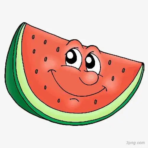 西瓜卡通可爱西瓜水彩西瓜夏日西瓜手绘一瓣西瓜西瓜冰棒吃西瓜女孩