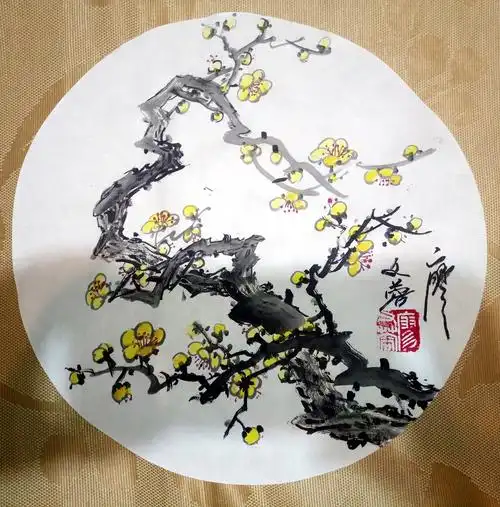 廖又蓉*国画黄梅团扇