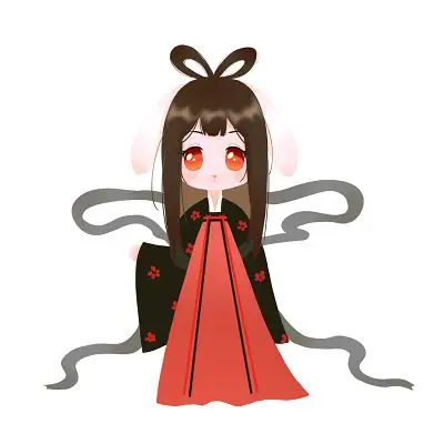 卡通古风q版萌妹原创人物素材夏天郊外二次元卡通人物元素插画