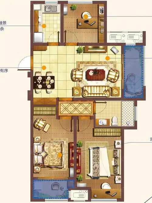 110平户型-3室2厅1卫-110m