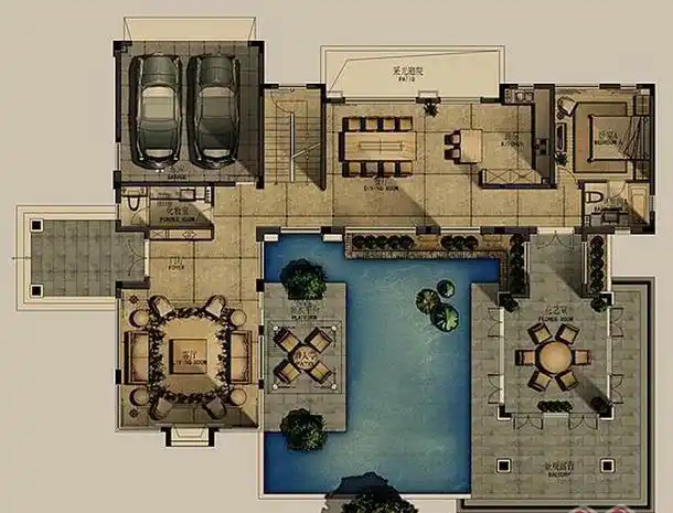 独栋别墅户型图113效果图