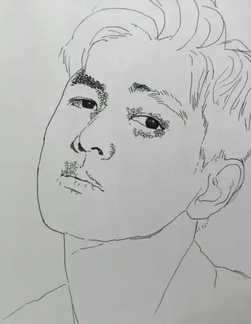 李现素描画像简笔画