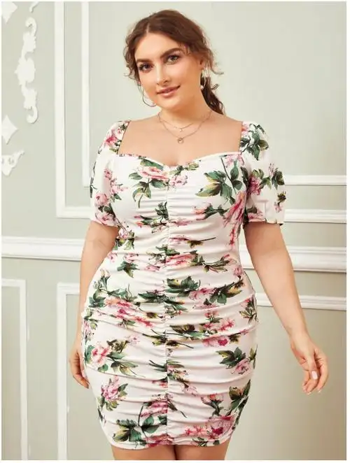 独立站欧美外贸亚马逊速卖通ins网红包臀印花性感大码女装连衣裙