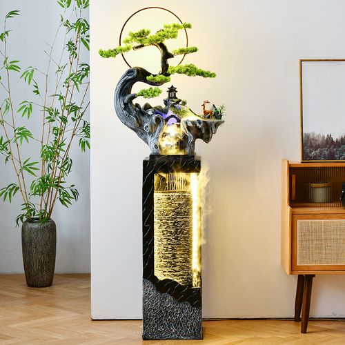 新中式假山循环流水喷泉家居轻奢电视柜旁边招财玄关客厅阳台摆件