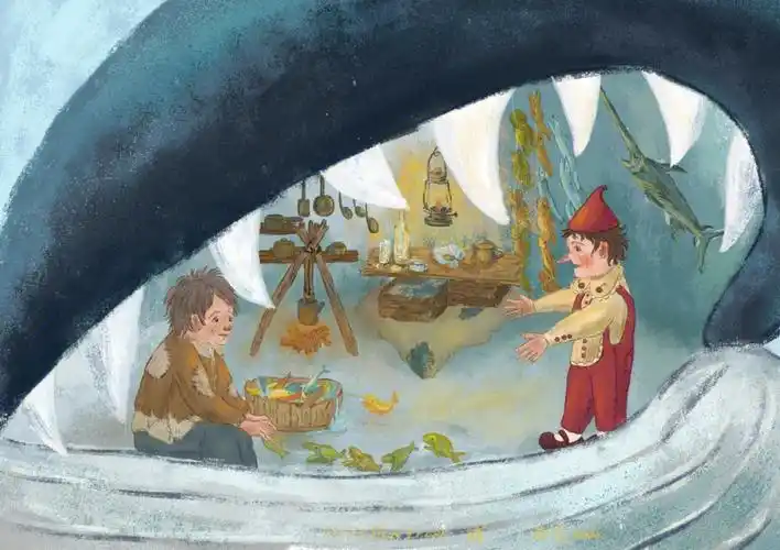 小木人匹诺曹01和木工爸爸鲸鱼95肚里相遇啦童话故事里的温情瞬间