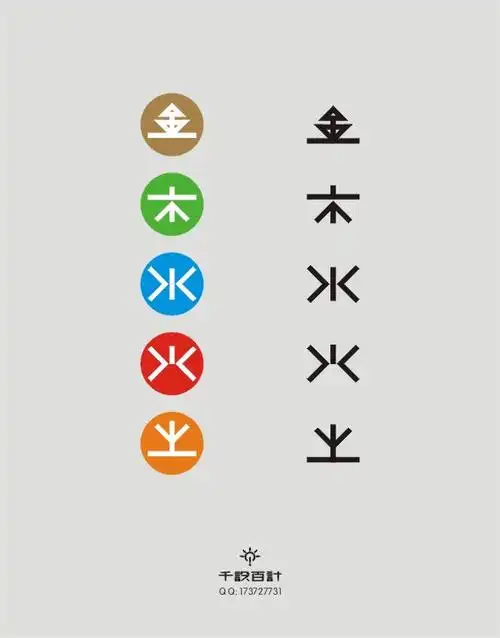 【字体设计】金木水火土