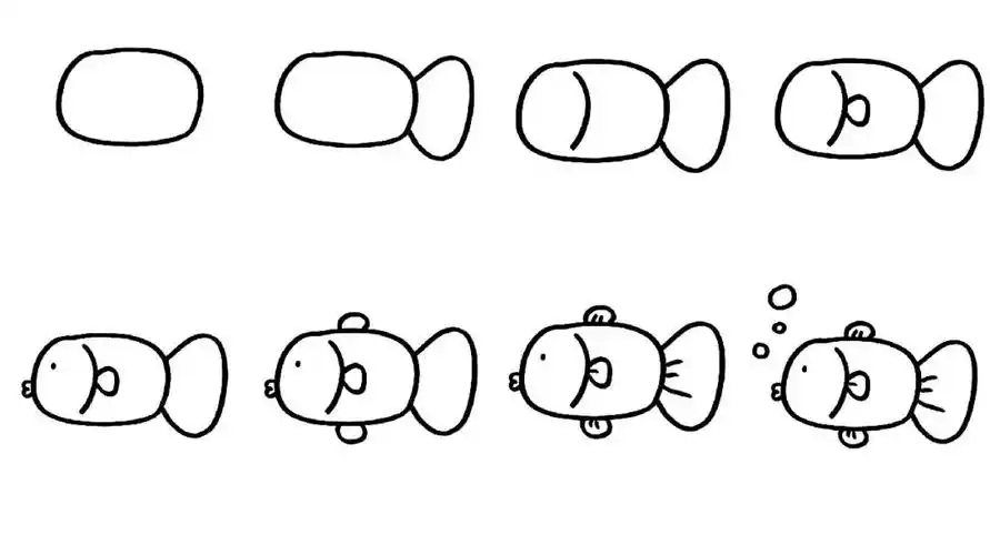 可爱小鱼简笔画